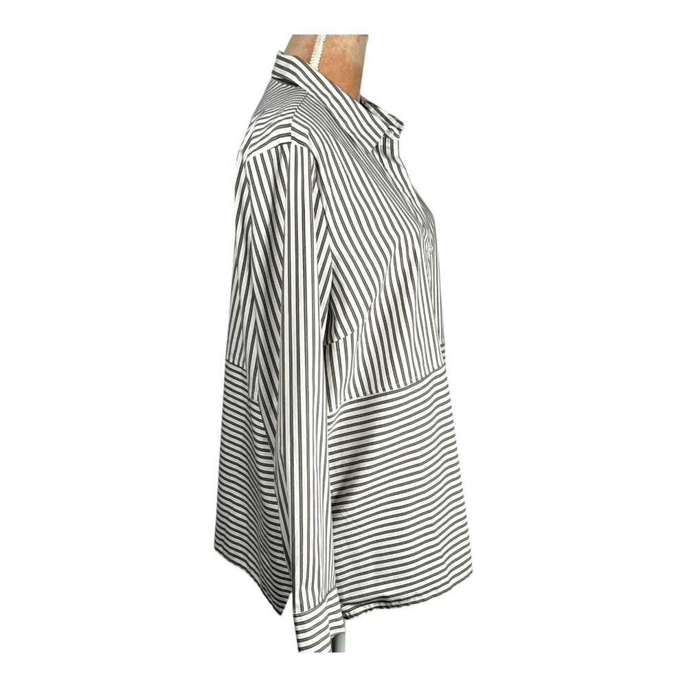 NEW J. Jill Womens Button Down Top Sz XL Black Striped Shirt Office‎ Career Fall - Picture 4 of 14